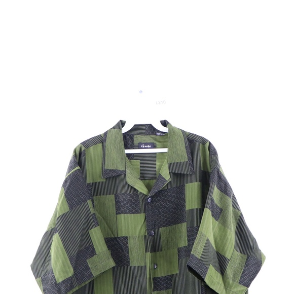 90s Streetwear Plaid Patchwork Button Shirt - Picture 2 of 8